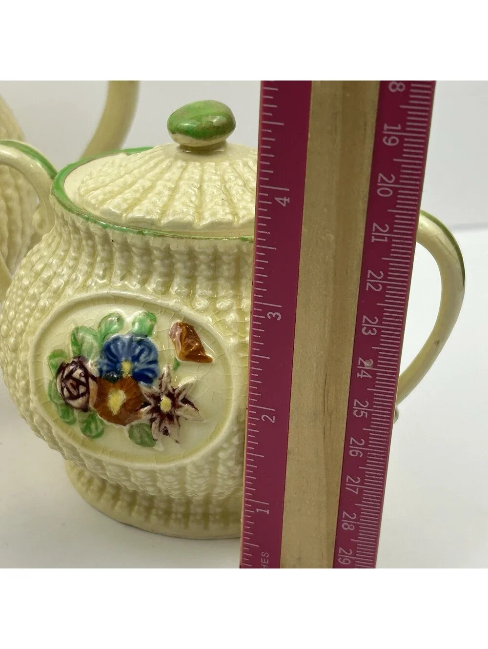 Vintage Made in Japan Hobnail Basketweave Tea Set Teapot Creamer Sugar 3pc ST#41